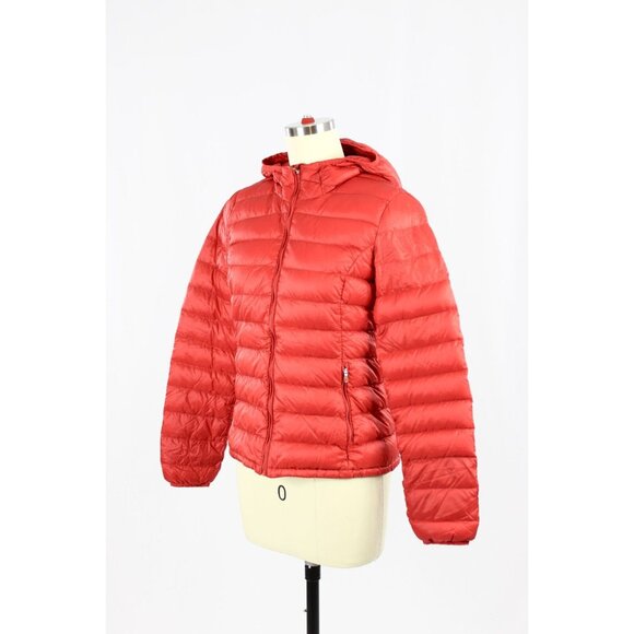 Aritzia TNA Botanie Catalina Red Down Filled Hooded Slim Puffer Jacket, Size S - Picture 4 of 16